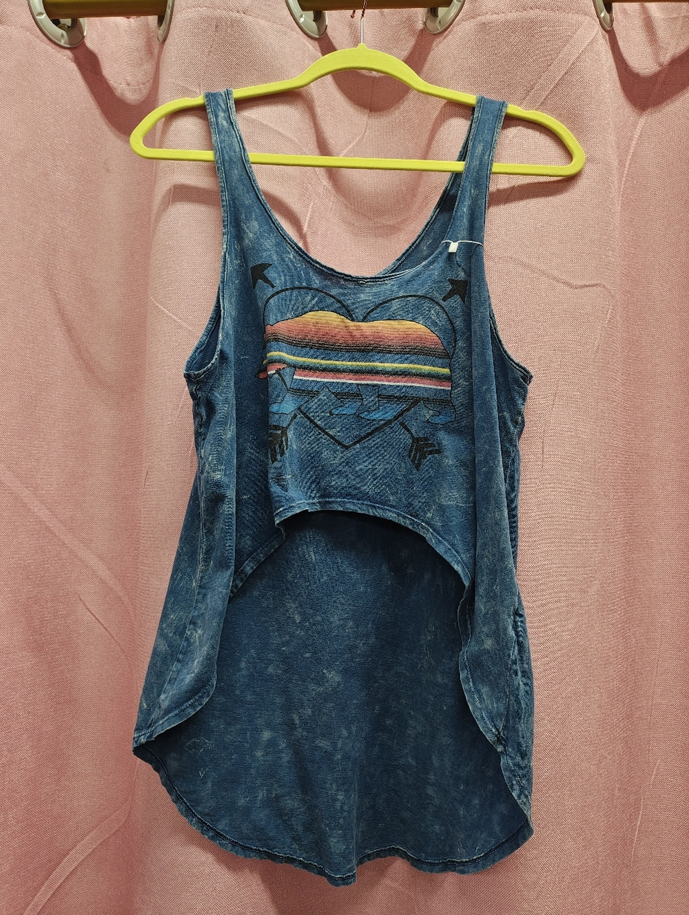 Sugar High Blue CA Bear Hi-Lo Tank Top Sz M